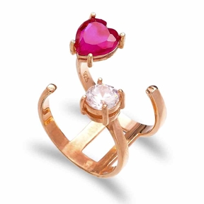 Heart Cut Ruby Stone Adjustable Ring Turkish Handmade Wholesale 925 Sterling Silver Jewelry